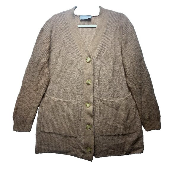 Everlane Cardigan Sweater Womens Brown Alpaca Wool Button Boyfriend Camel Sz S - Picture 1 of 9